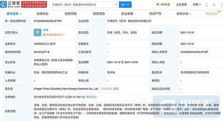 寧德時(shí)代投資10億元成立新能源材料公司，深化產(chǎn)業(yè)戰(zhàn)略布局